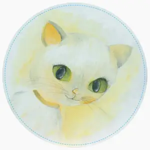 Poes - Kat - Wanddecoratie -  Yellow Cat - Forex, Ø30