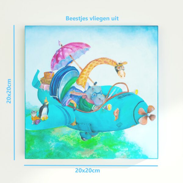 Twinkelschilderijen wanddecoratie kinderkamer reizen - 4 stuks avontuur wanddecoratie voor kinderen - Canvas schilderij | Incl. GRATIS ophangsysteem | Totaal 40x40 cm