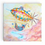 Avontuurlijke zeppelin wanddecoratie kinderkamer door Twinkelschilderijen - Ferdy op Vakantie