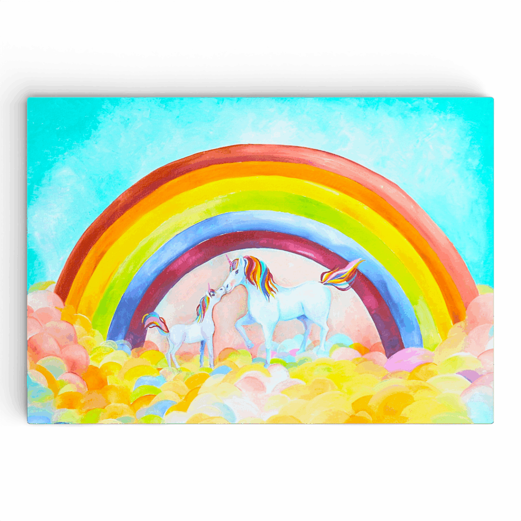 Eenhoorn en unicorn wanddecoratie met regenboog voor de kinderkamer en meisjeskamer - Twinkelschilderijen wanddecoraties