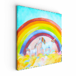 Eenhoorn en unicorn wanddecoratie met regenboog voor de kinderkamer en meisjeskamer - Twinkelschilderijen wanddecoraties