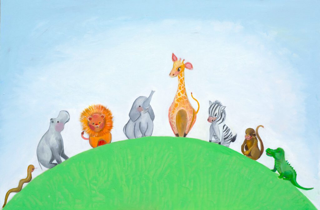 Jungle Dieren Wanddecoratie voor Babykamer en Kinderkamer - Ideaal als kraamcadeau - Schilderij door Twinkelschilderijen