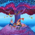 Muziek wanddecoratie voor de kinderkamer - De liedjesboom door Twinkelschilderijen