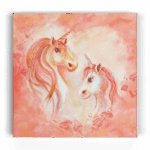 Roze eenhoorn met hart wanddecoratie voor kinderkamers - Twinkelschilderijen