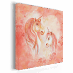 Roze eenhoorn met hart wanddecoratie voor kinderkamers - Twinkelschilderijen