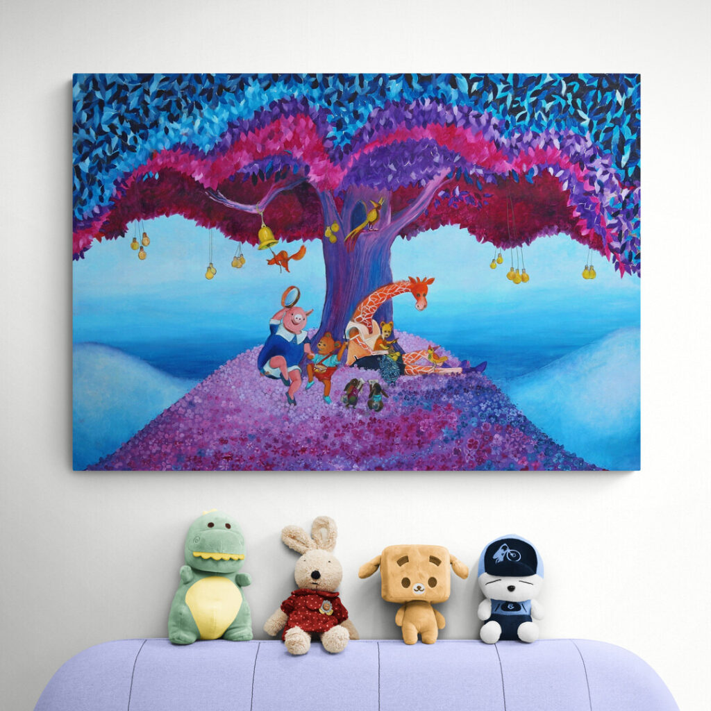 Muziek wanddecoratie voor de kinderkamer - De liedjesboom door Twinkelschilderijen