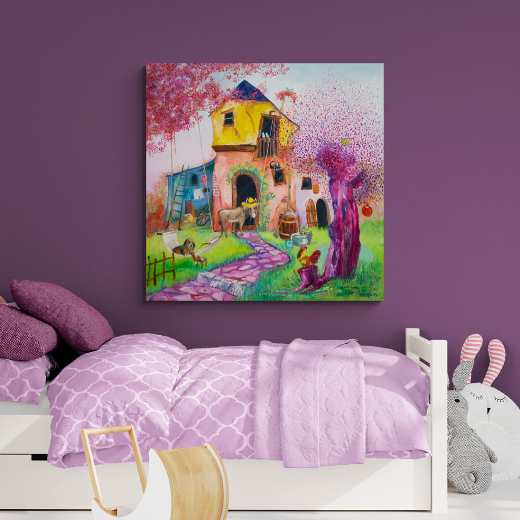 De Bremer Stadsmuzikanten - Wanddecoratie en schilderij voor de kinderkamer door Twinkelschilderijen
