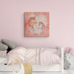 Roze eenhoorn met hart wanddecoratie voor kinderkamer en slaapkamer - Twinkelschilderijen