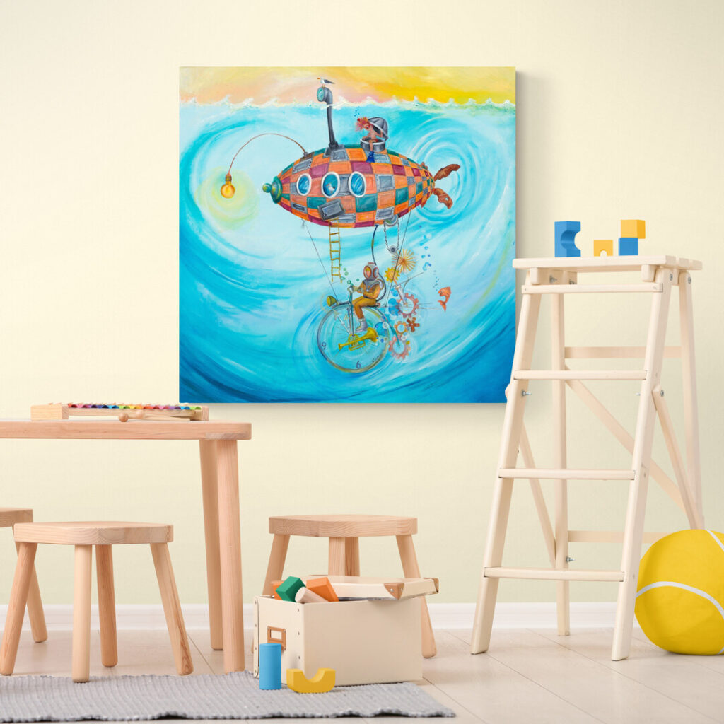 Onderzeeër wanddecoratie voor kinderkamers - Twinkelschilderijen speelkamer