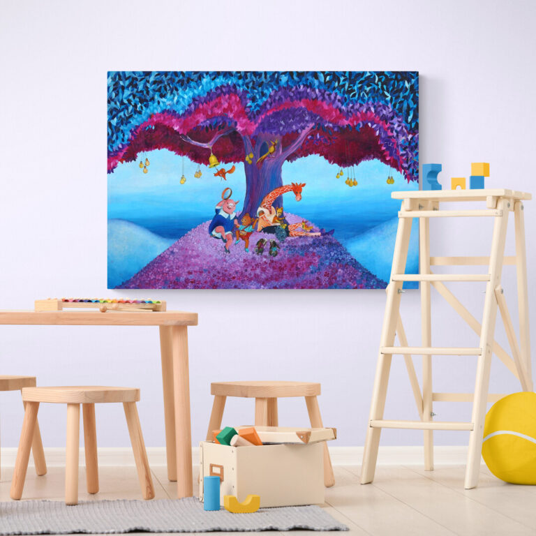Muziek wanddecoratie voor de kinderkamer - De liedjesboom door Twinkelschilderijen
