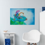 Wanddecoratie kinderkamer met vliegtuig en dieren - Beestjes vliegen uit