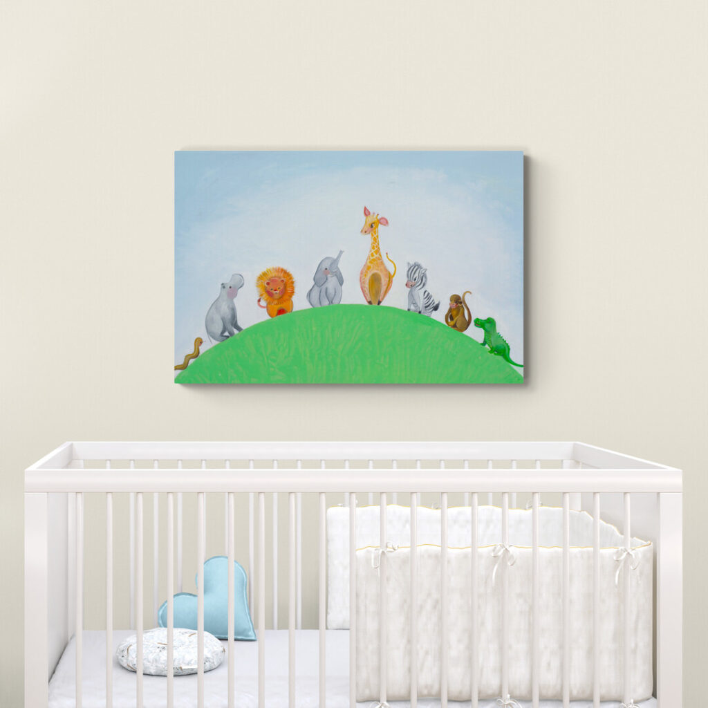 Jungle Dieren Wanddecoratie voor Babykamer en Kinderkamer - Ideaal als kraamcadeau - Schilderij door Twinkelschilderijen