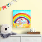 Eenhoorn en unicorn wanddecoratie met regenboog voor de kinderkamer en meisjeskamer - Twinkelschilderijen wanddecoraties