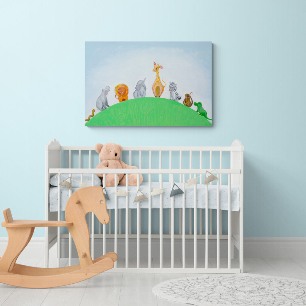Jungle Dieren Wanddecoratie voor Babykamer en Kinderkamer - Ideaal als kraamcadeau - Schilderij door Twinkelschilderijen