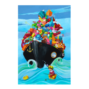 De pakjesboot van sinterklaas - Kinderkamer poster door Twinkelschilderijen