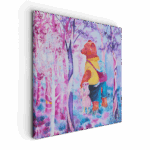 Sprookje sneeuwwitje Rozerood - Wanddecoratie voor kinderkamer met Beer in Magisch bos met twee kinderen