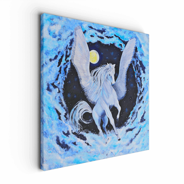 Eenhoorn in de nacht - Mystieke wanddecoratie met eenhoorn