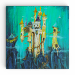 Wanddecoratie prent en poster met ridder - Het ridderslot - Kasteel op berg