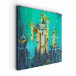 Wanddecoratie prent en poster met ridder - Het ridderslot - Kasteel op berg