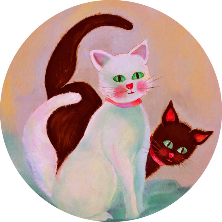 Wanddecoratie voor de poezenliefhebbers. 2 Schattige poesjes die speels poseren.