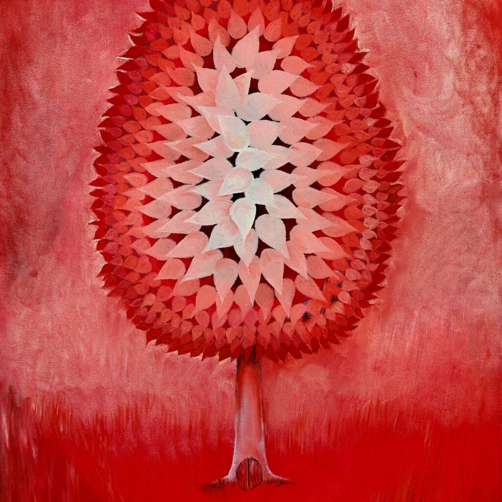 Wandcirkel of wanddecoratie van de Rode Kabouterboom is een aanwinst voor de kinderkamer of je interieur. Een piepklein deurtje staat open.