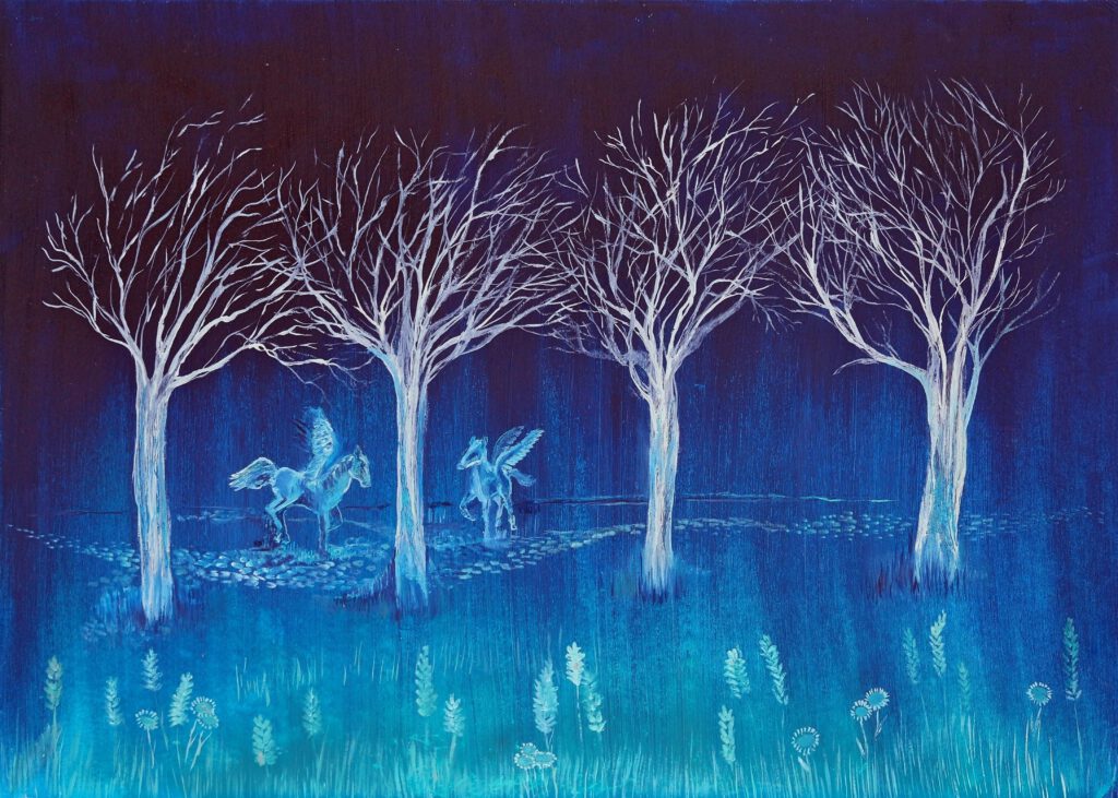 Pegasusweide een prachtige wanddecoratie voor de kinderkamer van Twinkelschilderijen.