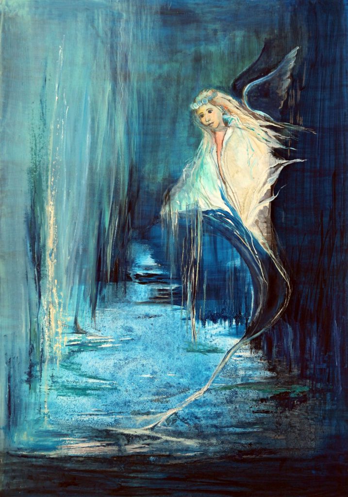 Wanddecoratie van een waternimf voor kinderkamers.