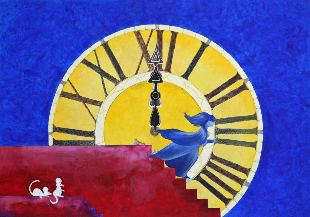 Assepoester glazen muiltje is een sprookjes afbeelding voor de meisjeskamer. Wanddecoratie voor kinderkamers