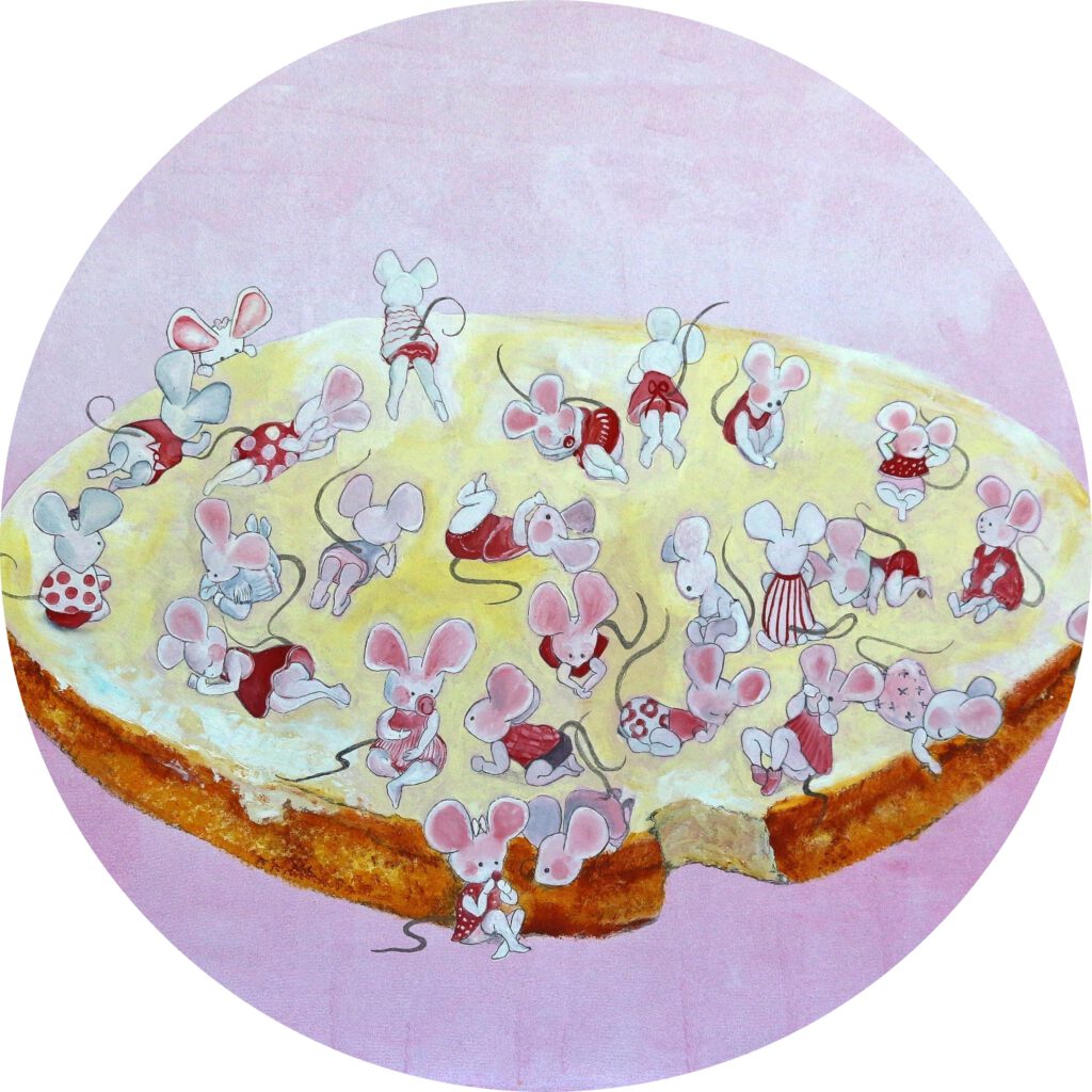 Roze Muizenbeschuit is een wandcirkel voor alle baby- meisjeskamer.