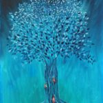 Blauwe kabouterboom is een kinderschilderij van Twinkelschilderijen. Een prachtige wanddecoratie voor de kinderkamer.