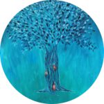 Blauwe kabouterboom is een kinderschilderij van Twinkelschilderijen. Een prachtige wanddecoratie voor de kinderkamer.