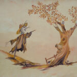 Vrolijke herfst met vogelverschrikker een leuke wanddecoratie van Twinkelschilderijen