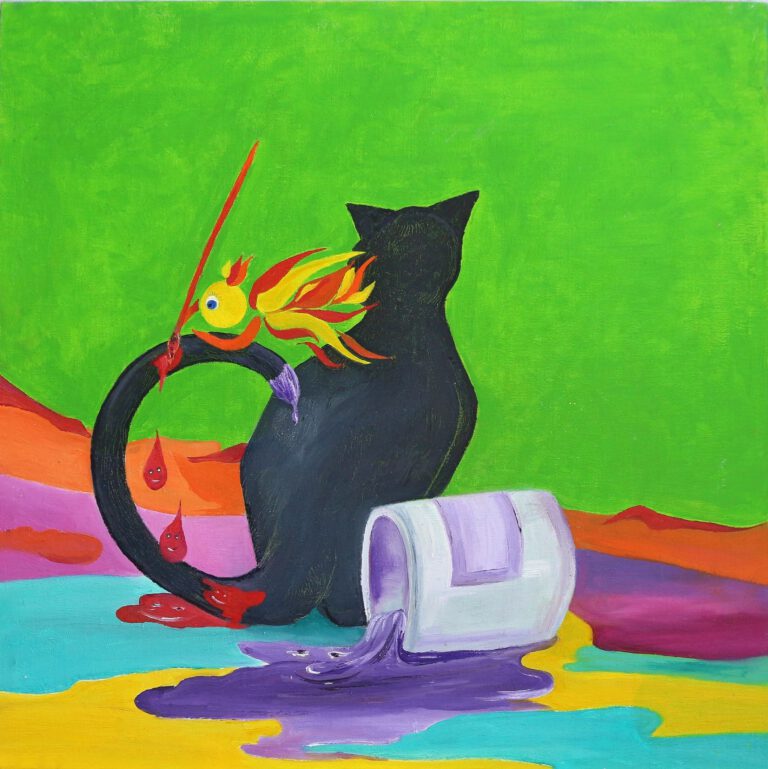 Zwartstaartje is een kleurrijke wanddecoratie van Twinkelschilderijen.