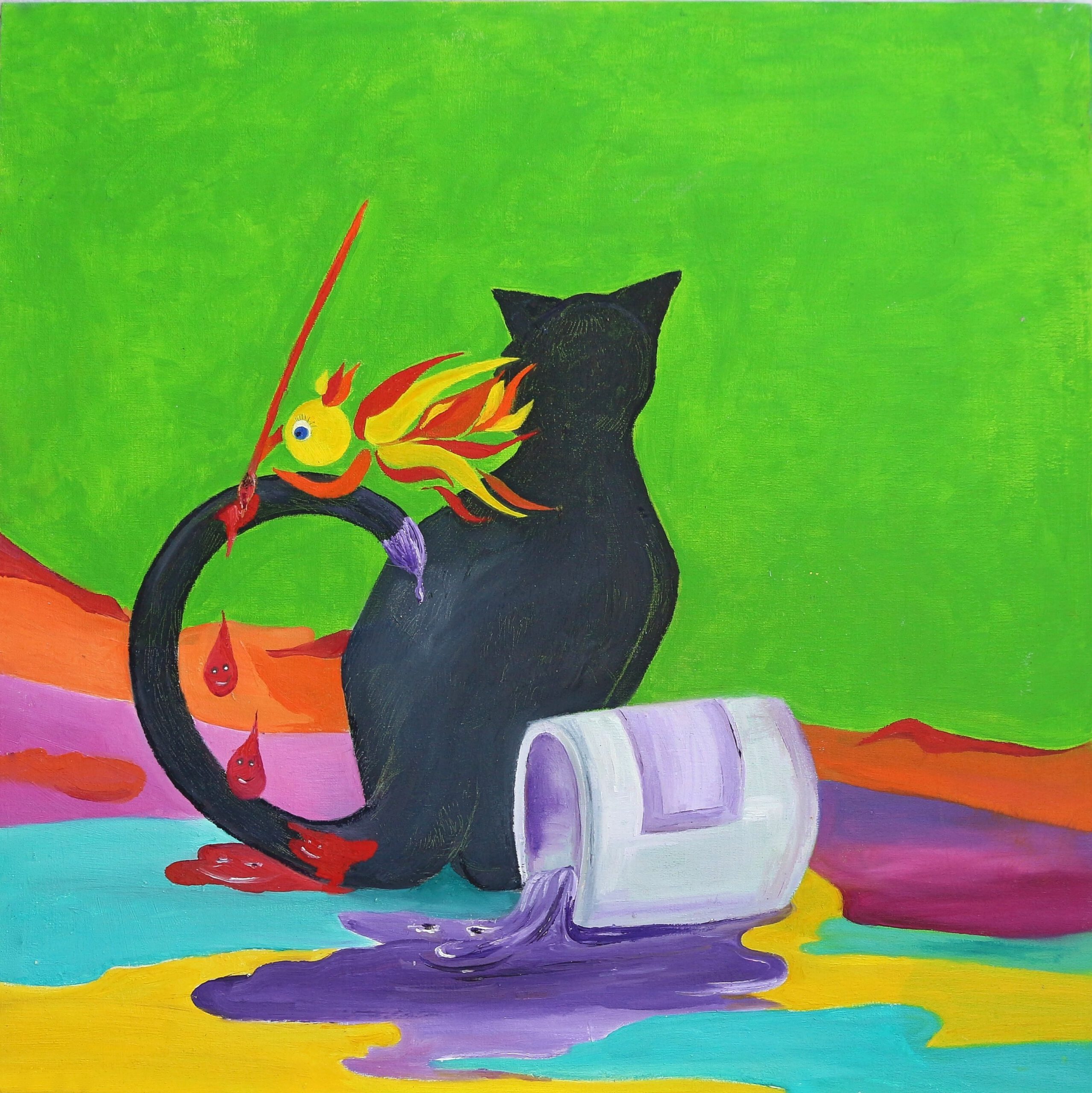 Zwartstaartje is een kleurrijke wanddecoratie van Twinkelschilderijen.