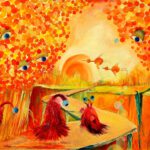 Oogappeltjes is een wanddecoratie met vreemde wezentjes.