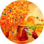 Oogappeltjes is een wanddecoratie met vreemde wezentjes.