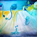 Vogels op hoge stelten Dippertjes is een wanddecoratie van Twinkelschilderijen.