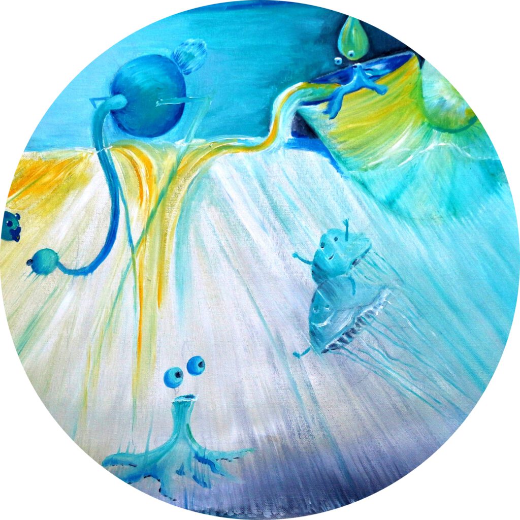 Vogels op hoge stelten Dippertjes is een wanddecoratie van Twinkelschilderijen.