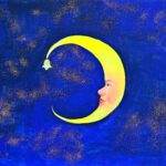 Maanlichtje is een mooie wanddecoratie van Twinkelschilderijen voor alle kinderkamers of babykamers.