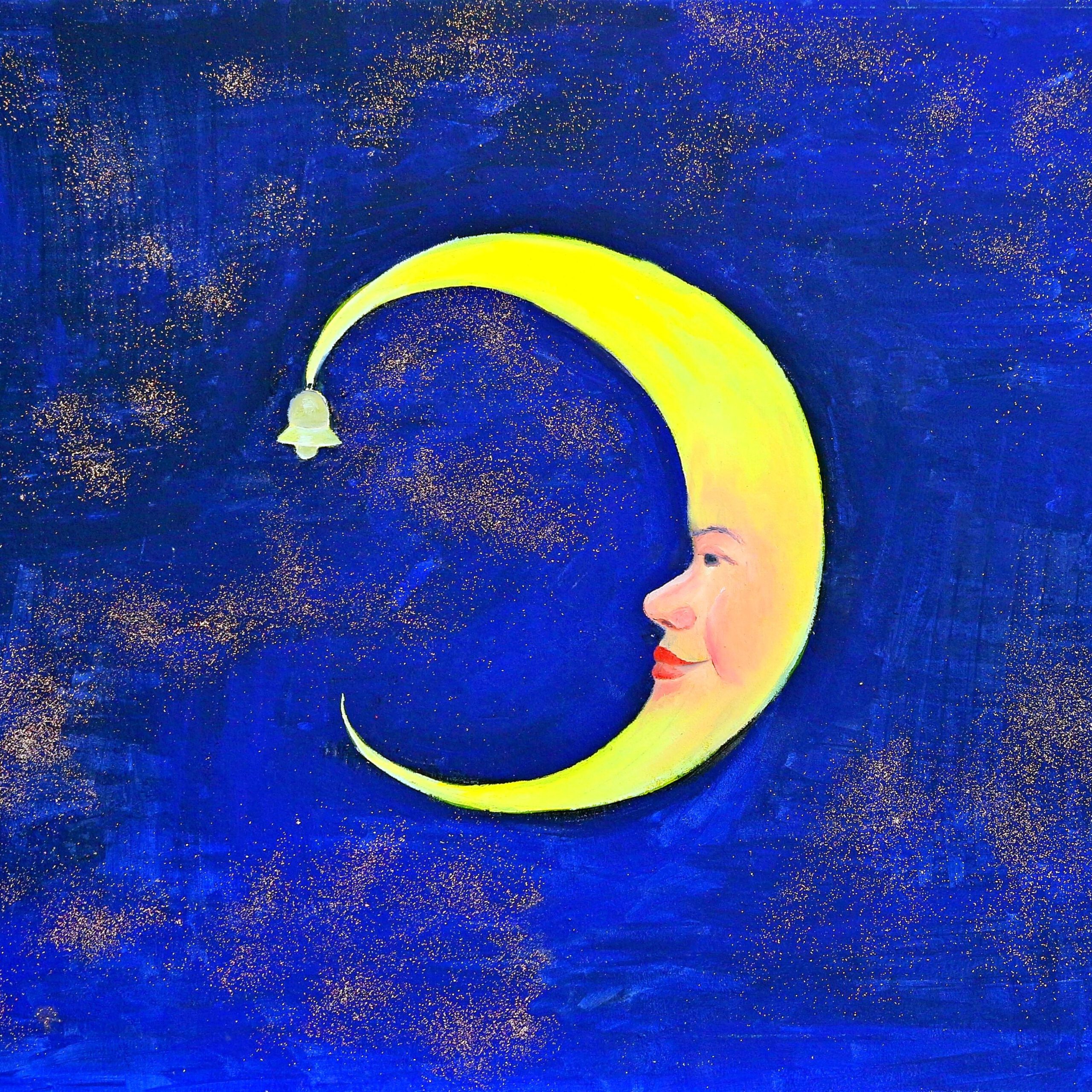 Maanlichtje is een mooie wanddecoratie van Twinkelschilderijen voor alle kinderkamers of babykamers.