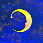 Maanlichtje is een mooie wanddecoratie van Twinkelschilderijen voor alle kinderkamers of babykamers.