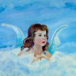 Engel Bernadette een wanddecoratie van Twinkelschilderijen. Voor kinderkamer of interieur.