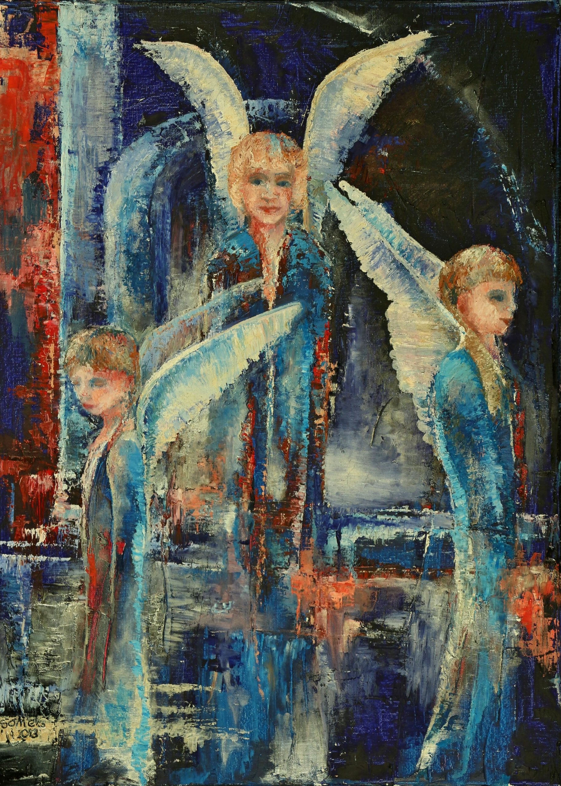 Engelen: Drie in harmonie is een wanddecoratie van Twinkelschilderijen