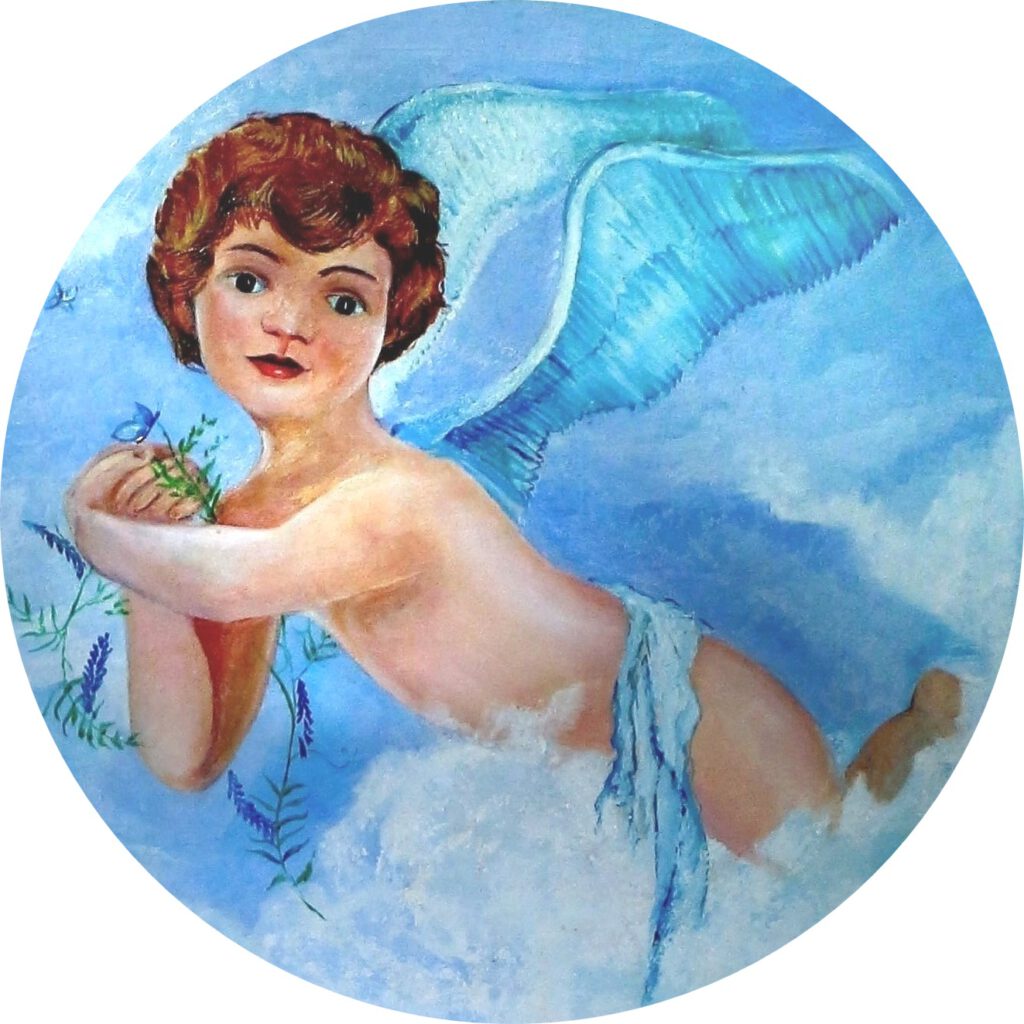 Engel Nadea is een wanddecoratie van Twinkelschilderijen. Staat erg leuk in een baby of kinderkamer.