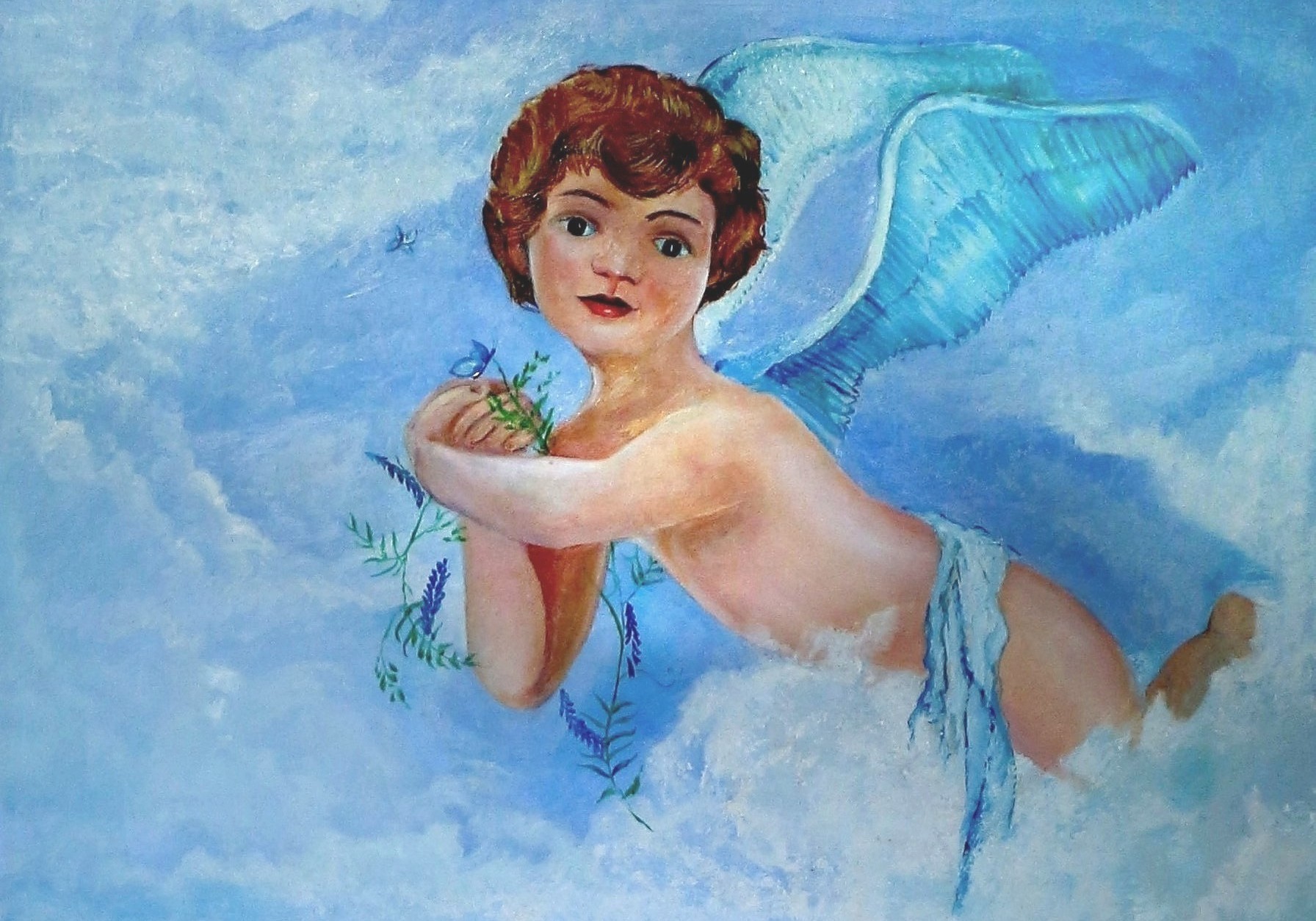 Engel Nadea is een wanddecoratie van Twinkelschilderijen. Staat erg leuk in een baby of kinderkamer.