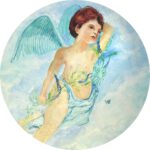 Engel Amora als wanddecoratie van Twinkelschilderijen. Een prachtig kinderschilderij voor baby-of kinderkamer.