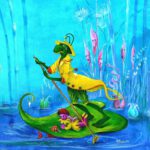 Kinderkamer decoratie van Twinkelschilderijen van een elfje drijvend op een lelieblad.